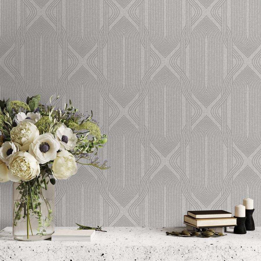Виниловые обои WallSecret Bottega 8707-29 серые 1,06х10,05 м, превью