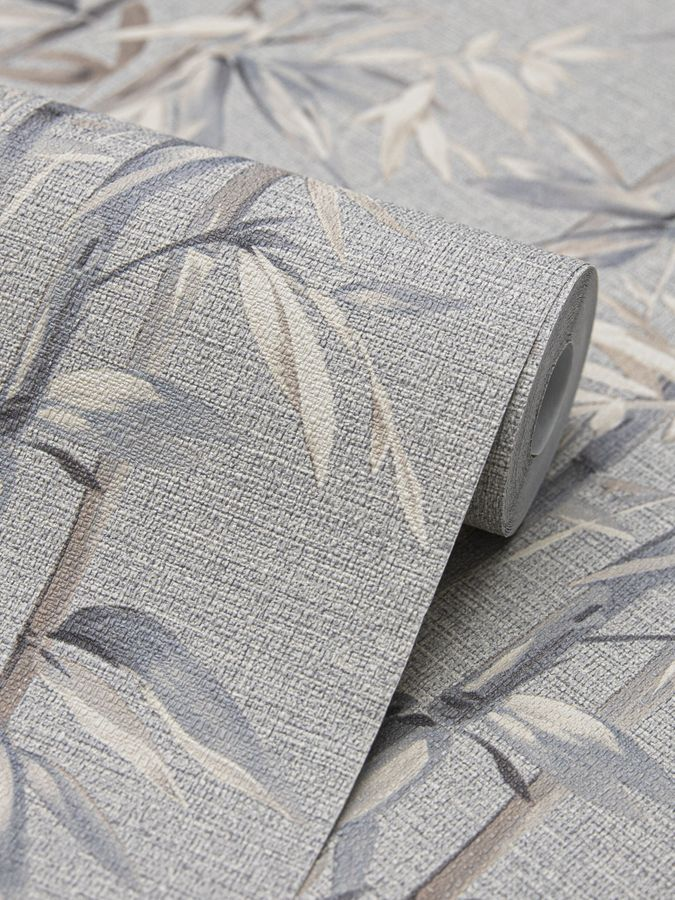 Виниловые обои WallSecret Bamboo 8735-14 серые 1,06х10,05 м, предпросмотр