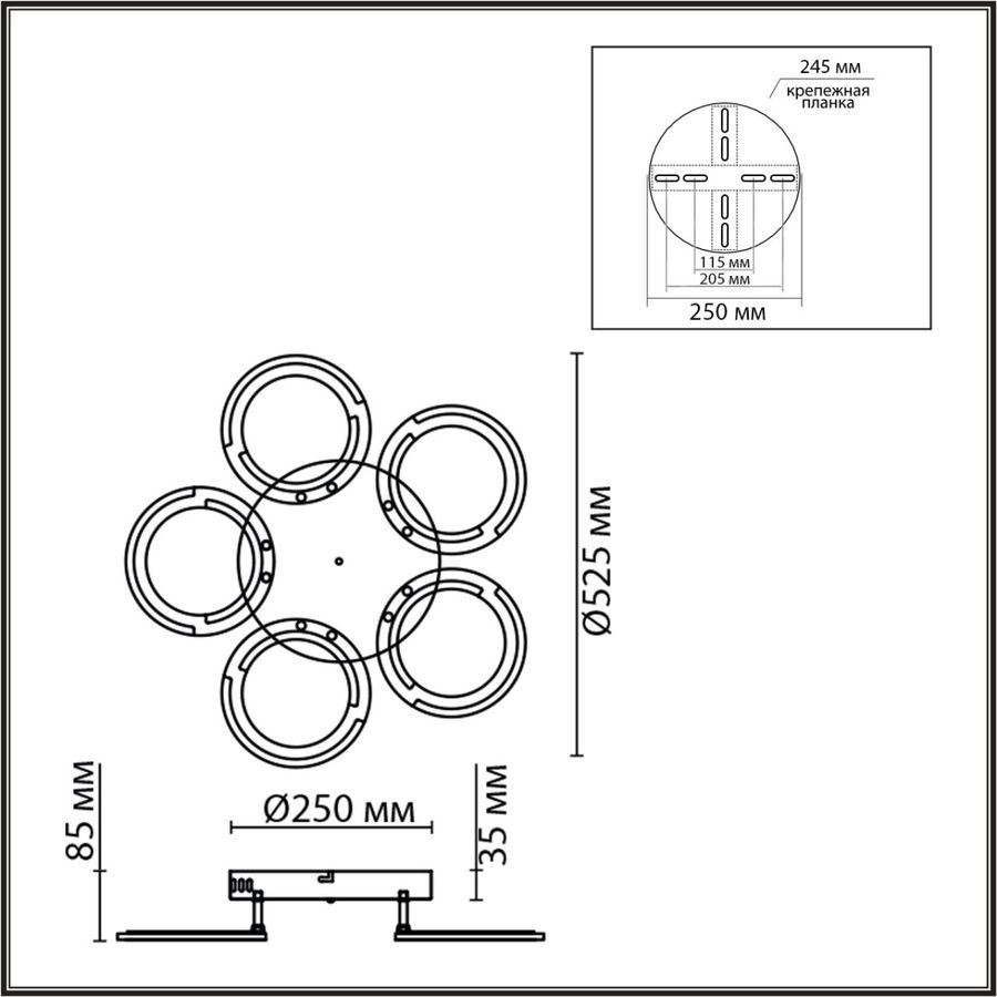 Потолочный светильник Ledio с ПДУ LED 55W 3000-6000К 220V KALIFA, превью