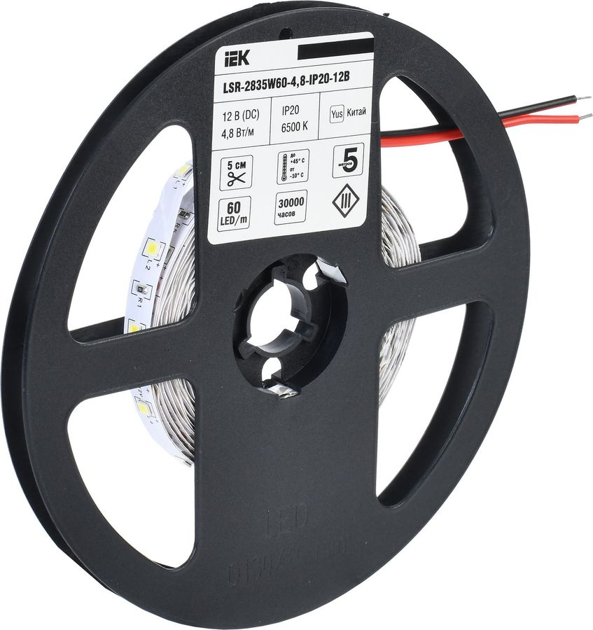 Светодиодная лента IEK SMD 2835 60LED IP20 12В 4,8Вт 5 м, предпросмотр