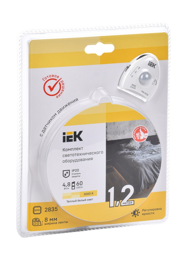 Лента IEK LED комплектная 12в 4.8вт 3k ip20 8мм/12м, превью