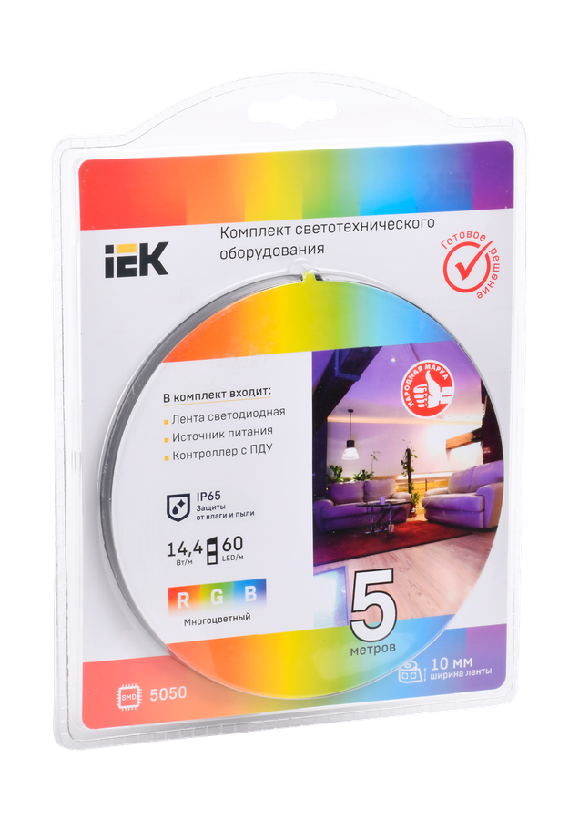 Лента IEK LED 12в 14.4вт RGB IP65 8мм/5м комплект, превью