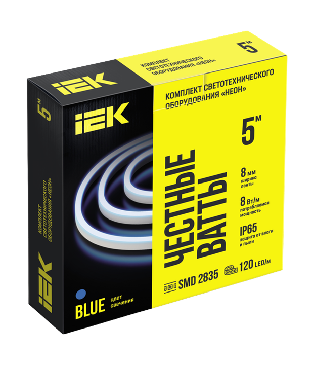 Лента IEK LED НЕОН компл. 220В 8Вт, син., IP65, 7мм/5м, превью