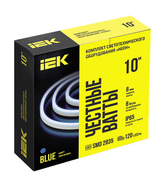 Лента IEK LED НЕОН компл. 220В 8Вт, синее свечение, IP65, 7мм/10м, предпросмотр