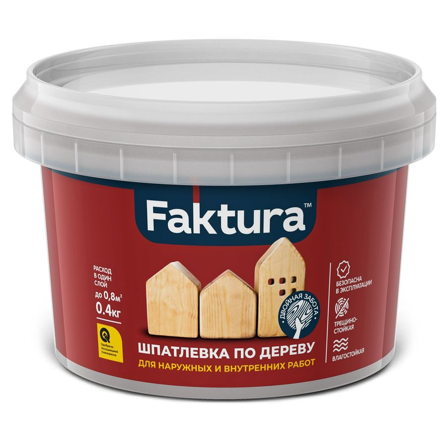 Шпатлевка FAKTURA по дереву сосна, банка 0,4 кг, предпросмотр