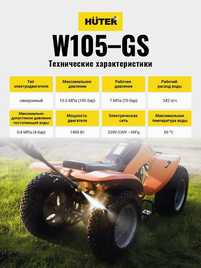Мини-мойка HUTER W105-GS 1,4 кВт алюминий, превью