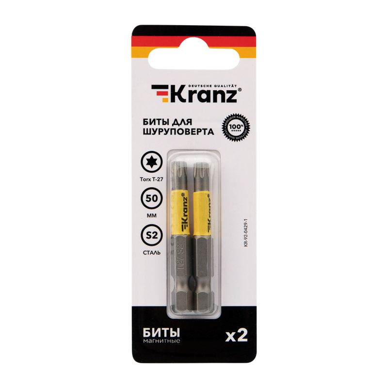 Бита для шуруповерта Torx T27х50 мм 2 шт/уп Kranz, превью