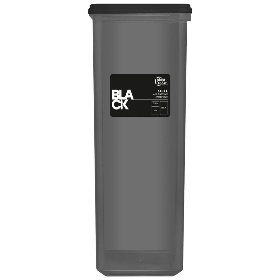Банка для сыпучих продуктов Plast Team  BLACK 1,65 л прямоугольная, превью