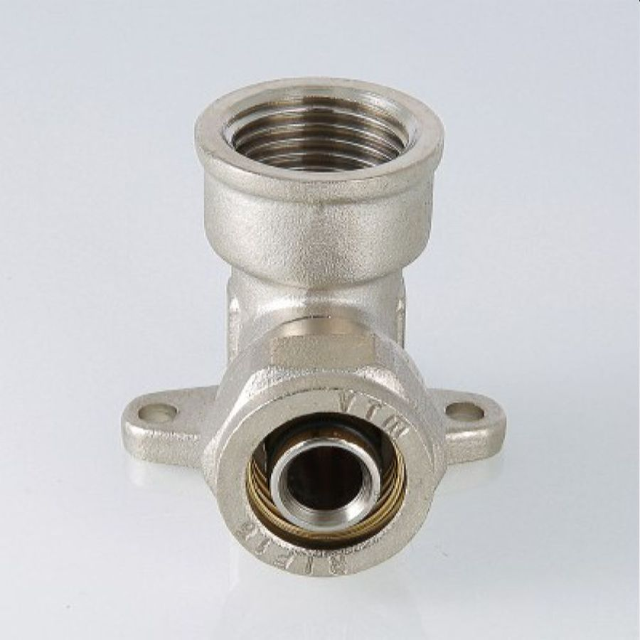 Угольник с креплением латунь никелированный VALTEC 1/2" х 20 мм, превью