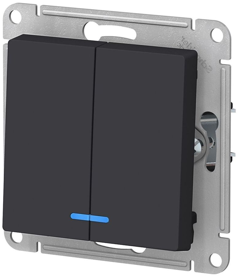 Выключатель 2-клавишный Schneider Electric Atlas Design ATN001053 карбон, превью