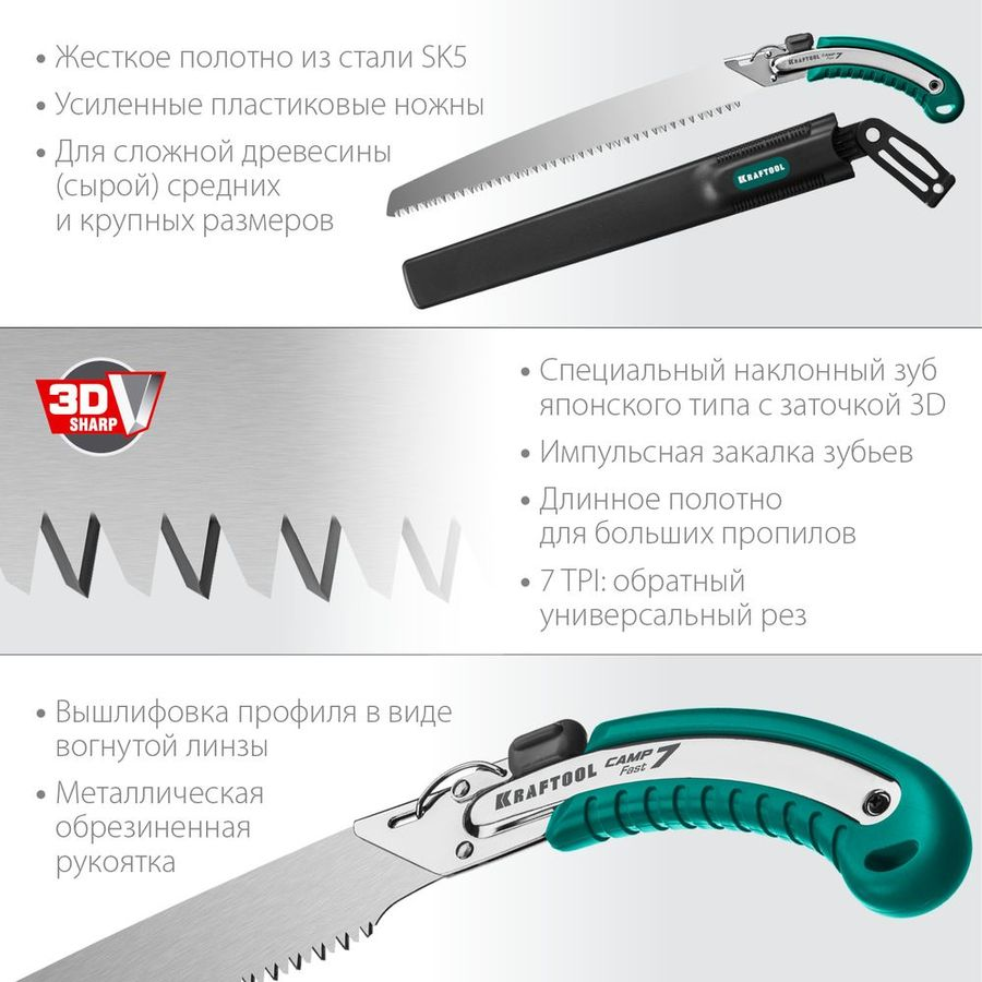Ножовка по дереву KRAFTOOL 7tpi 350 мм, предпросмотр