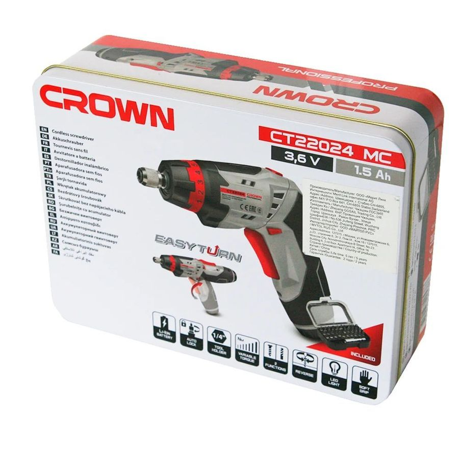 Отвертка аккумуляторная CROWN CT22024 MC 3,6В 1,5 Ач, предпросмотр