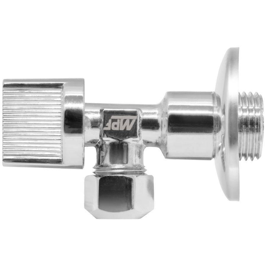 Кран шаровой угловой для бытовой техники с отражателем 1/2" х 3/8" н/цанга M10 (хром) LIGHT, MPF, превью