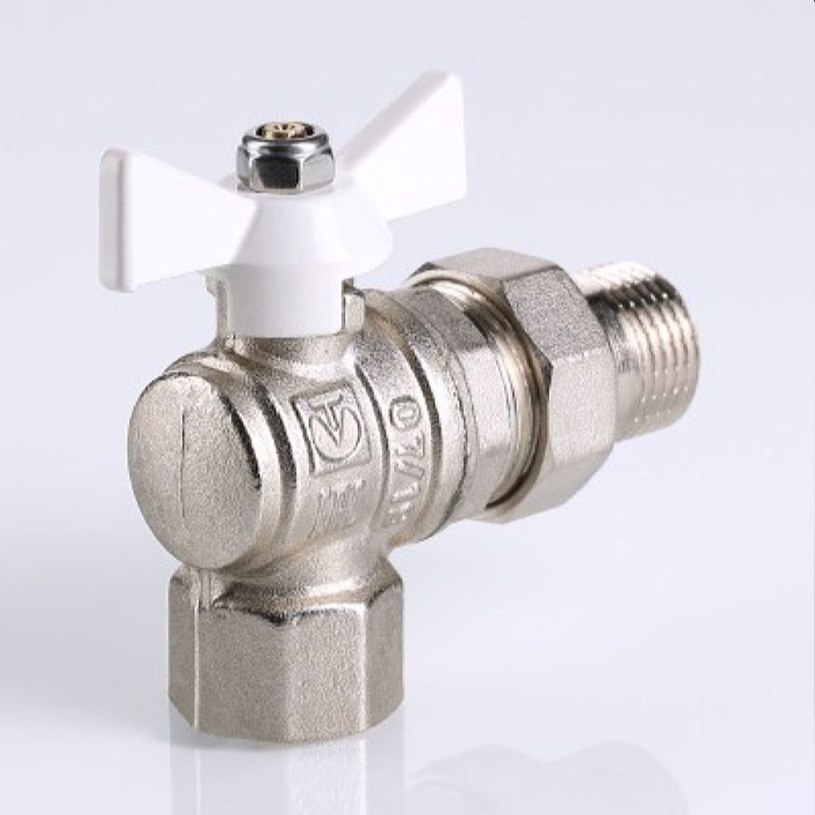 Кран шаровый латунь никелированный VALTEC Base угловой 3/4", превью