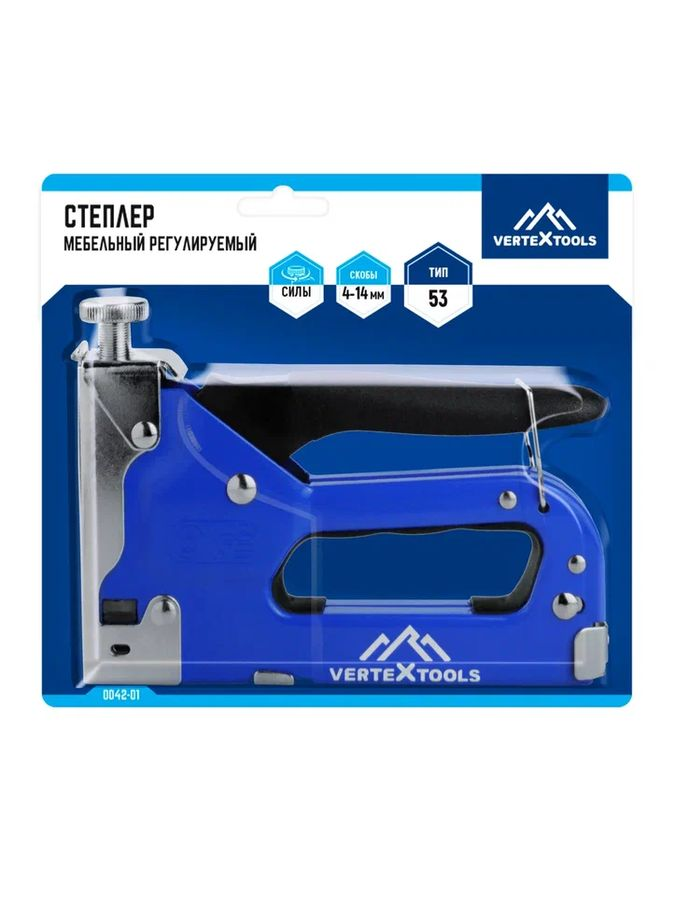 Мебельный степлер VERTEXTOOLS регулируемый 53 тип 0042-01, превью