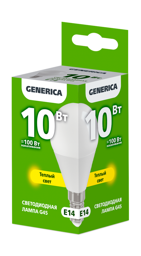 Лампа IEK LED GENERICA шар E14 3к 10вт 8.1x4.6, превью