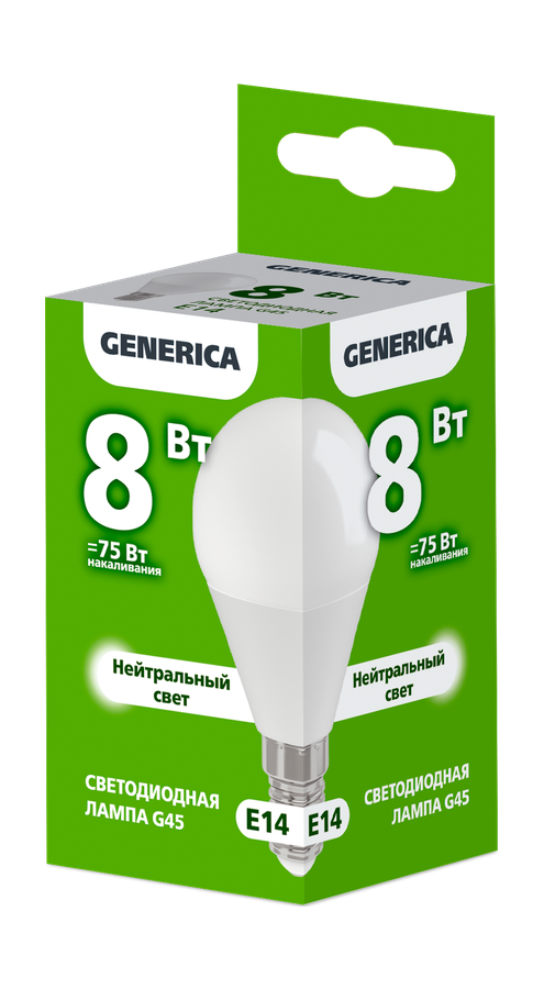 Лампа IEK LED GENERICA шар E14 4к 8вт 8.1x4.6, предпросмотр