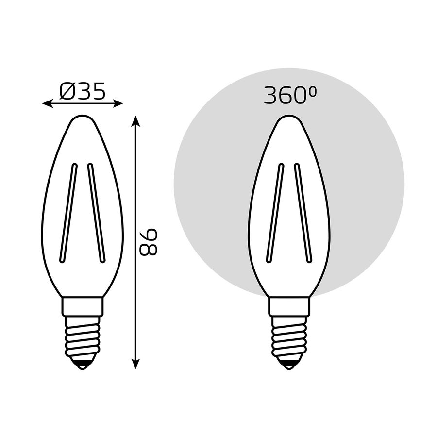 Лампа Gauss Basic Filament Свеча 5,5W 530lm 4100К Е14 LED (3 лампы в упаковке), превью