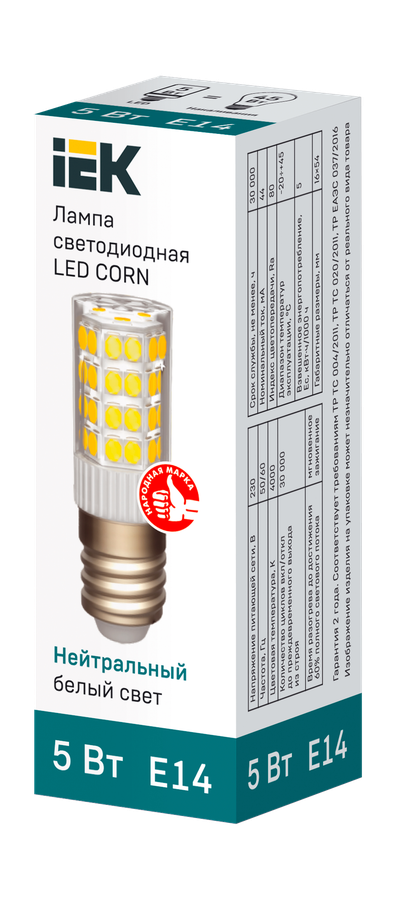 Лампа IEK LED капсула 5вт e14 4к нейтральный свет 1.6x5.4, предпросмотр