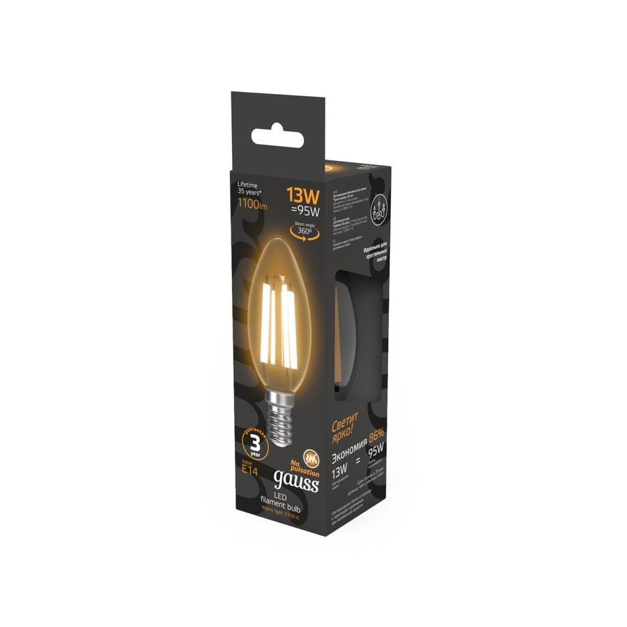 Лампа Gauss Filament Свеча 13W 1100lm 2700К Е14 LED, превью
