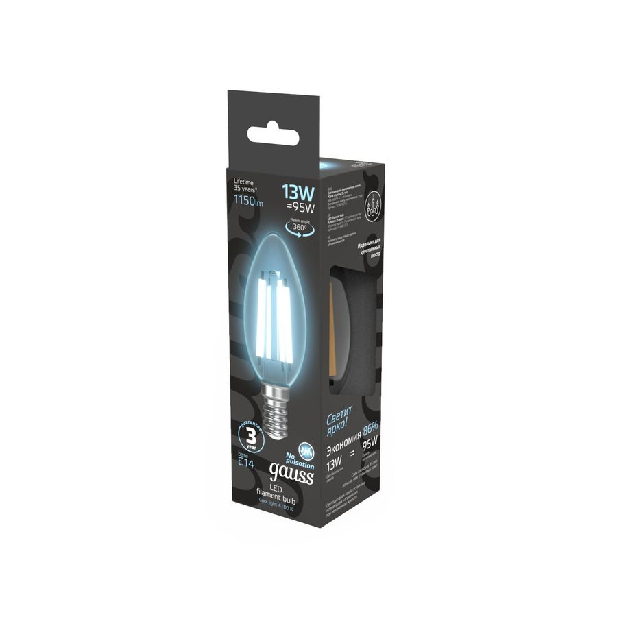 Лампа Gauss Filament Свеча 13W 1150lm 4100К Е14 LED, превью
