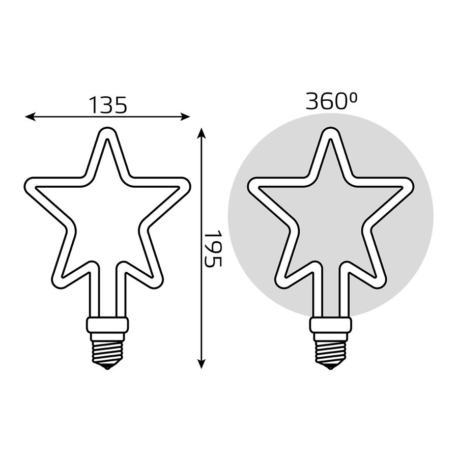 Лампа Gauss Filament Artline Star 7W 580lm 2700К Е27 milky LED 1/10/100, превью