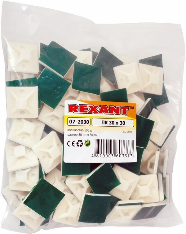 Площадка самоклеящаяся REXANT 30х30 мм белая, упаковка 100 шт, превью
