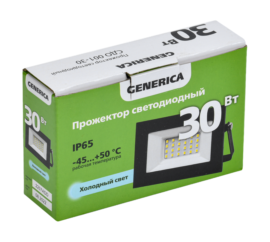 Прожектор IEK 6500к 30вт IP65 черный 75x15, превью