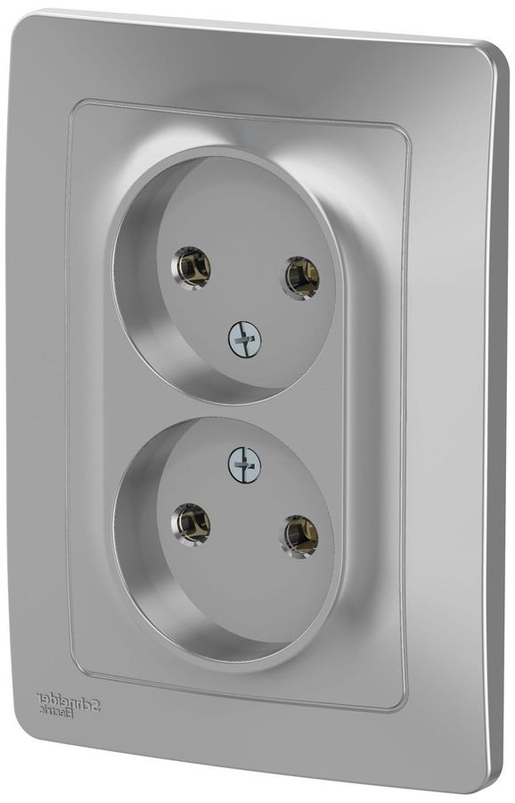 Розетка электрическая 2 поста Schneider Electric BLANCA алюминий, предпросмотр