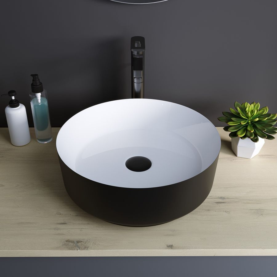 Раковина Grossman GR-4040BW (360х360х115) черно-белая, предпросмотр