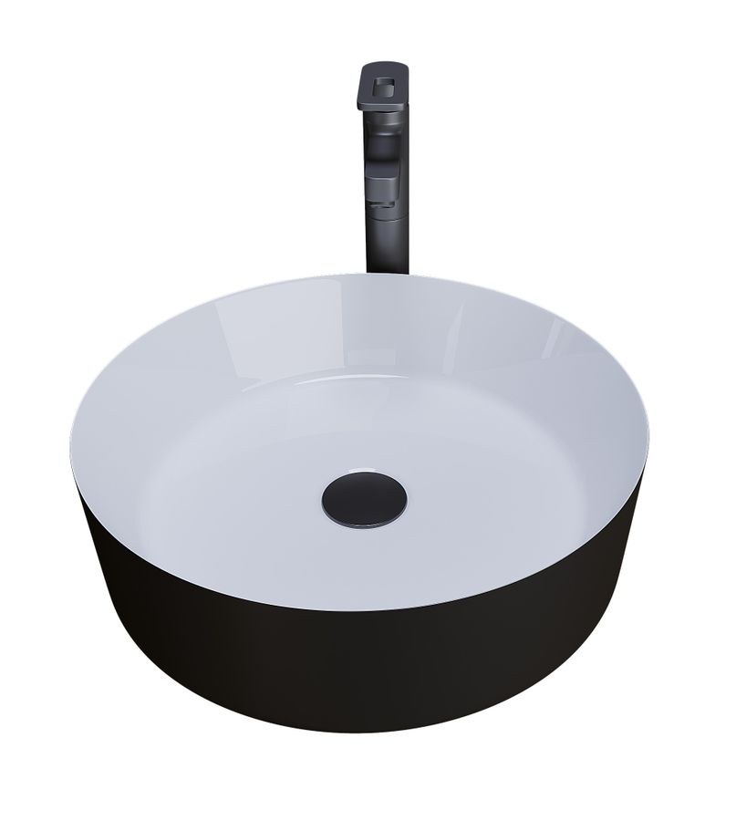 Раковина Grossman GR-4040BW (360х360х115) черно-белая, предпросмотр