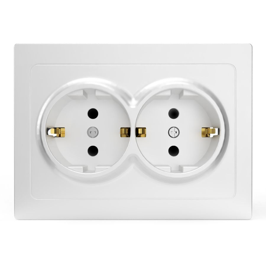 Розетка электрическая 2 поста TOKOV ELECTRIC PIXEL белый, превью