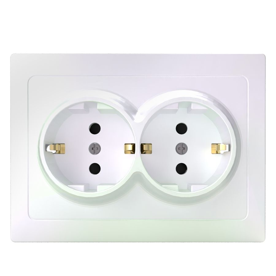 Розетка электрическая 2 поста TOKOV ELECTRIC PIXEL перламутр, предпросмотр