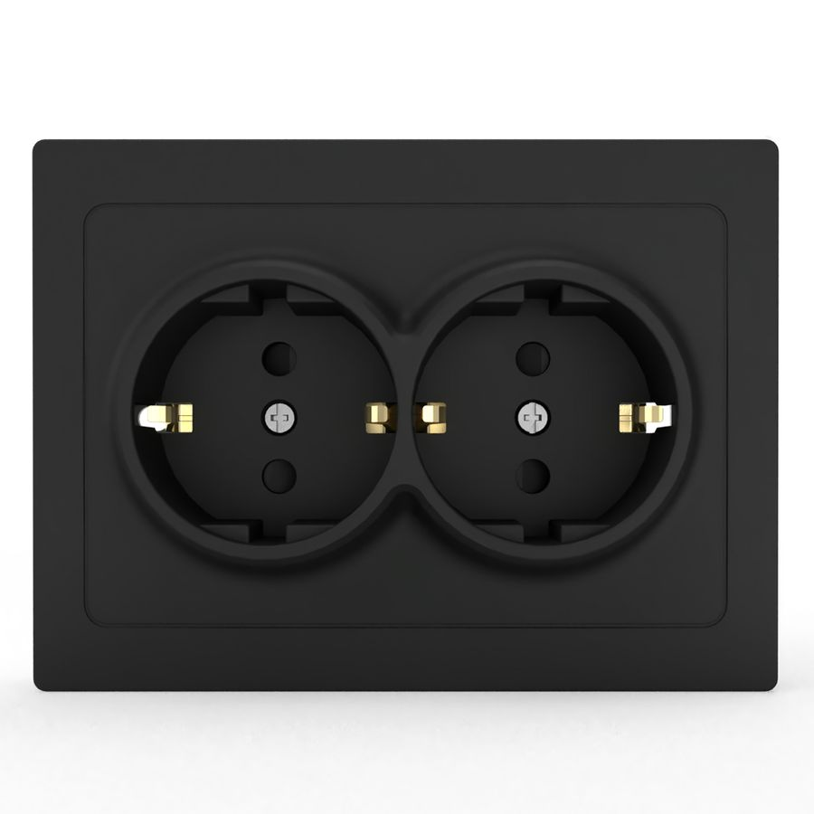 Розетка электрическая 2 поста TOKOV ELECTRIC PIXEL карбон, превью