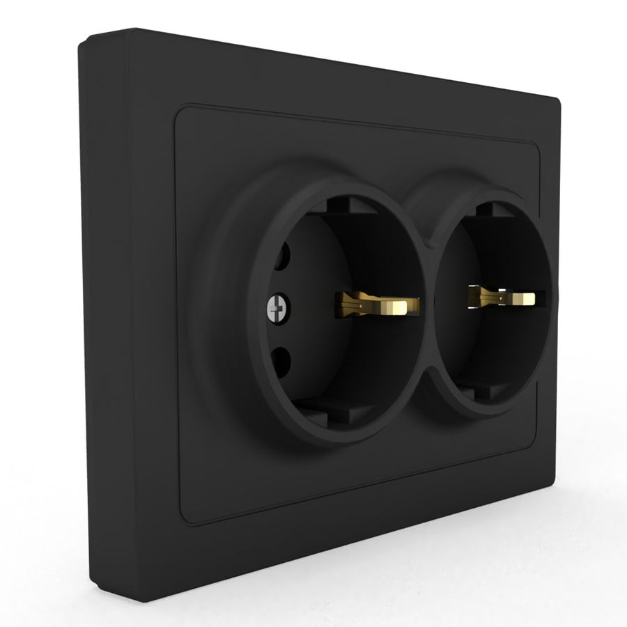 Розетка электрическая 2 поста TOKOV ELECTRIC PIXEL карбон, превью