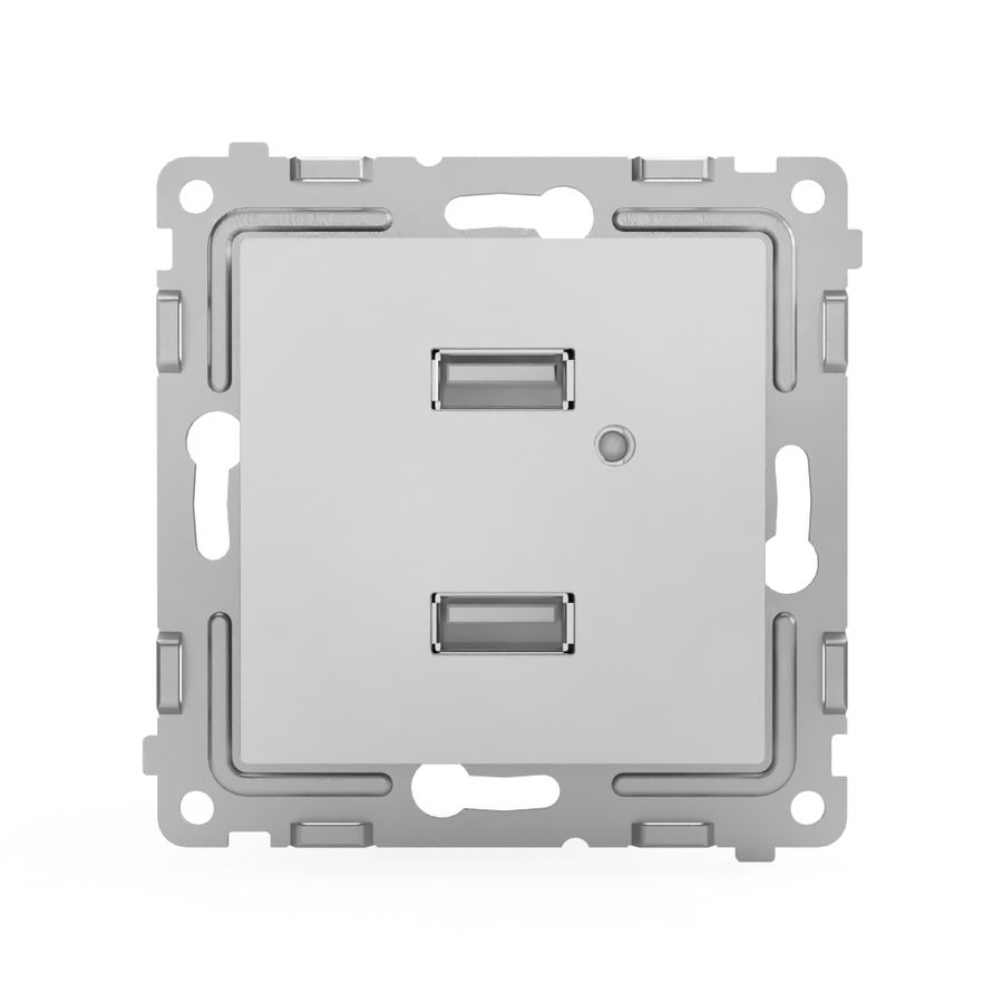 Розетка USB 2 поста TOKOV ELECTRIC PIXEL алюминий, предпросмотр
