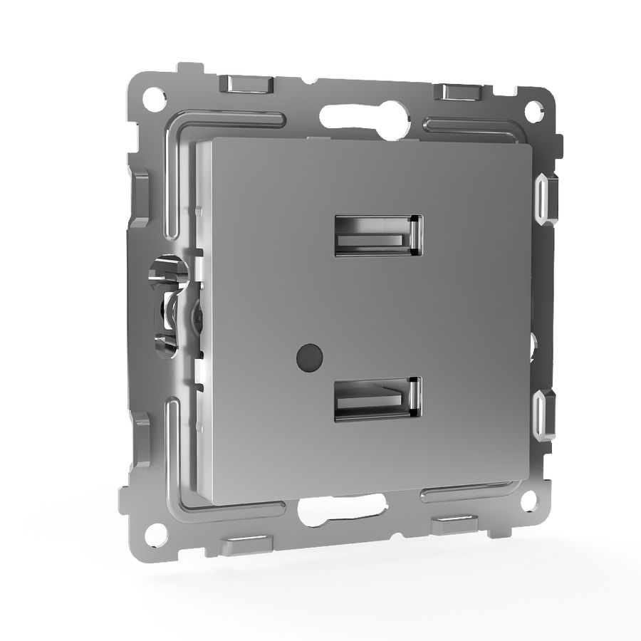 Розетка USB 2 поста TOKOV ELECTRIC PIXEL алюминий, превью