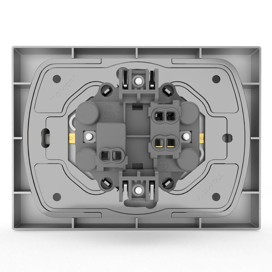 Розетка электрическая 2 поста TOKOV ELECTRIC PIXEL алюминий, превью