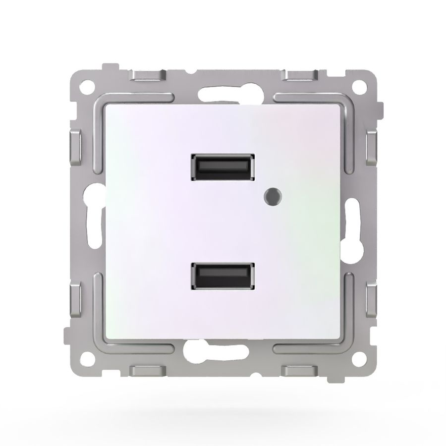 Розетка USB 2 поста TOKOV ELECTRIC PIXEL перламутр, предпросмотр