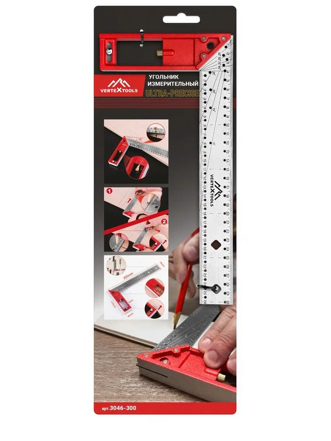 Угольник VERTEXTOOLS ULTRA-PRECISE 3046-300 нержавеющая сталь 300 мм, превью
