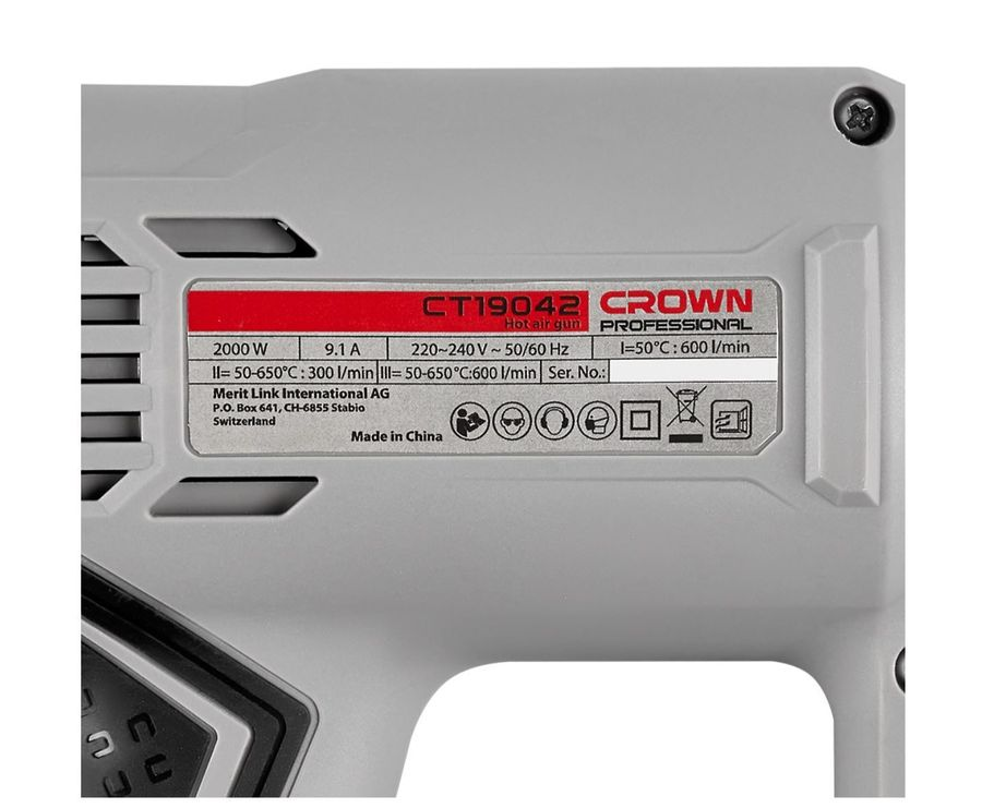 Фен технический CROWN CT19042K 2 Квт, предпросмотр