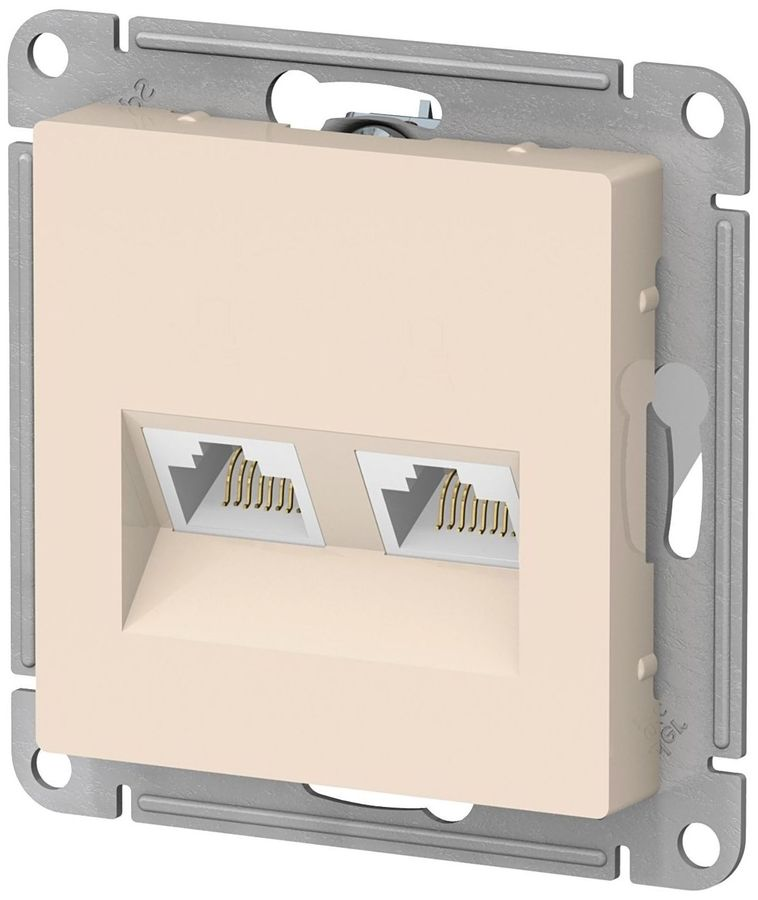 Розетка RJ-45 2 поста Schneider Electric Atlas Design бежевый, превью