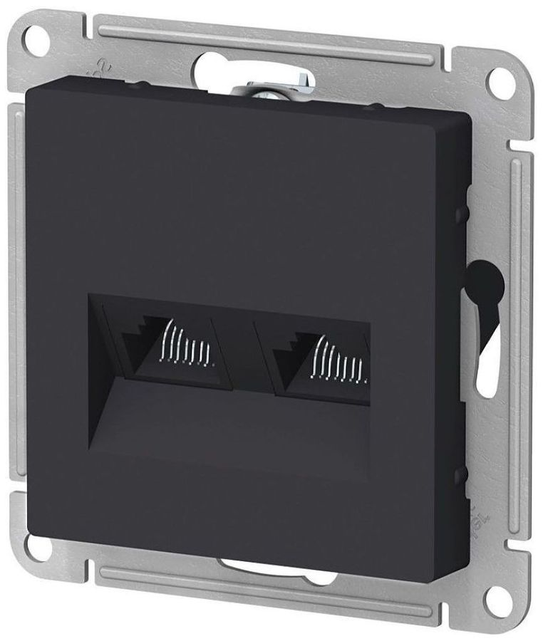 Розетка RJ-45 2 поста Schneider Electric Atlas Design карбон, предпросмотр