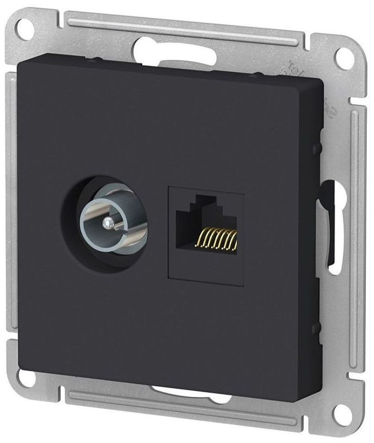 Розетка TV-RJ45 2 поста Schneider Electric Atlas Design карбон, превью