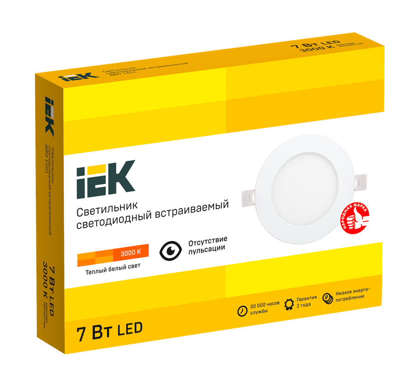 Светильник IEK СВЕТ-К белый 3000к 7вт круг ip20 119x26, предпросмотр