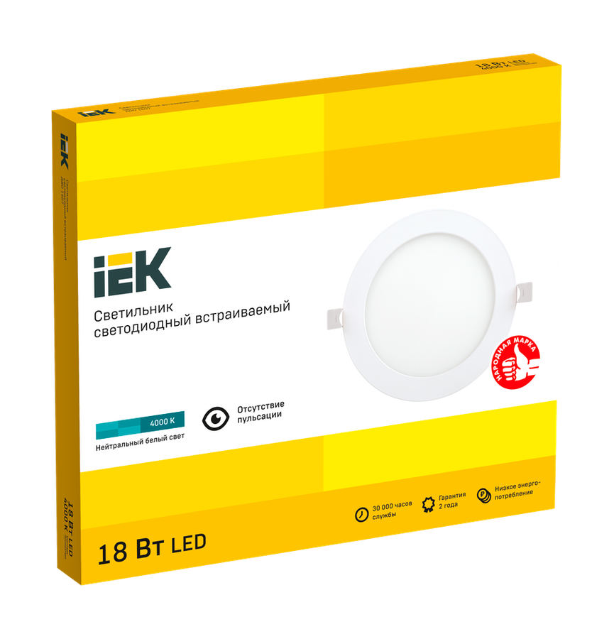 Светильник IEK СВЕТ-К 4000к 18вт круг ip20 белый 228x233, превью