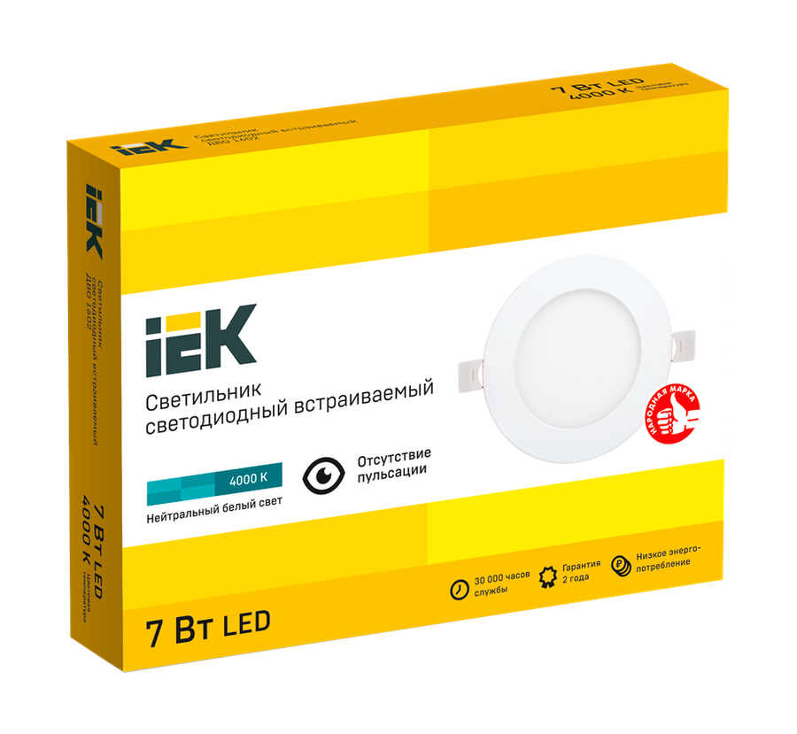 Светильник IEK СВЕТ-К 4000к 7вт круг ip20 белый 119x26, предпросмотр