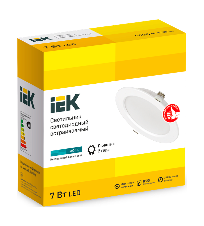 Светильник IEK СВЕТ-К белый 4000к 7вт круг ip20 98x33, превью