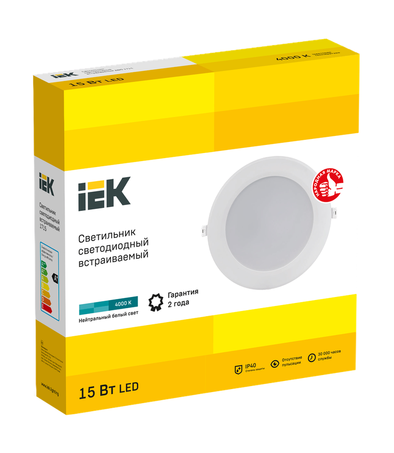 Светильник IEK СВЕТ-К 4000к 15вт круг ip40 белый 179x36, предпросмотр