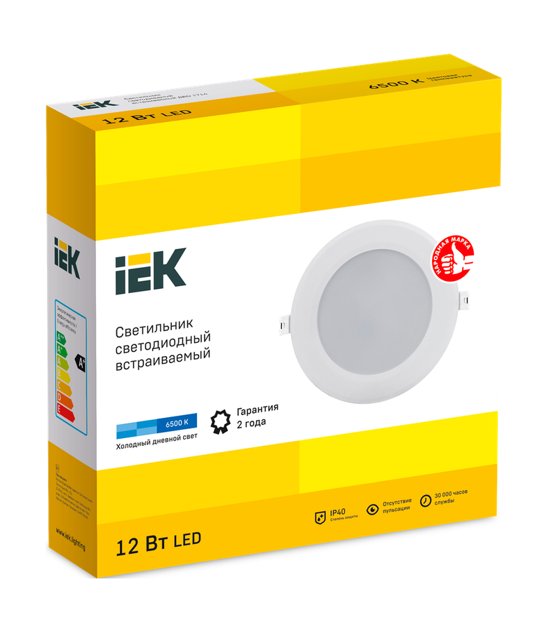 Светильник IEK СВЕТ-К 6500к 12вт круг ip40 белый 149x35, предпросмотр